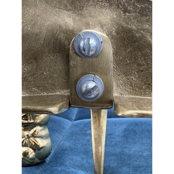 Pair of Solid brass stocking holder ‘Santa’ & ‘Merry Christmas’ Holiday Festive - Picture 7 of 11